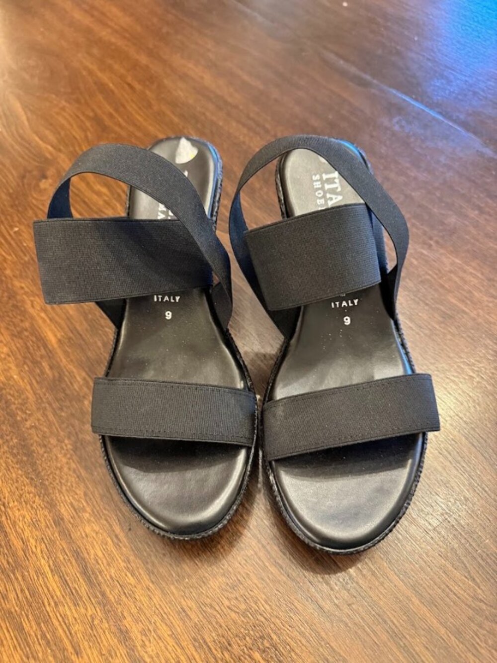 Italian Shoemakers Womens Size 9 Black Slingback Wedge Sandals